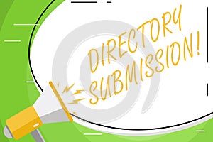 Text sign showing Directory Submission. Conceptual photo main source to increase backlinks for your website Blank White
