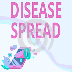 Text sign showing Disease Spread. Business idea Direct transfer of a viral agent through a persontoperson contact Phone