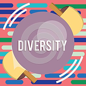 Text sign showing Diversity. Conceptual photo state of being diverse range different things miscellany mixture Table Tennis Racket