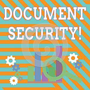 Text sign showing Document Security. Conceptual photo means in which important documents are filed or stored Magnifying