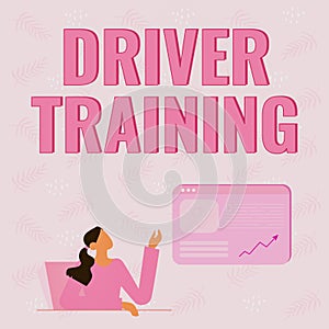 Text sign showing Driver Training. Business concept prepares a new driver to obtain a driver s is license Line Drawing