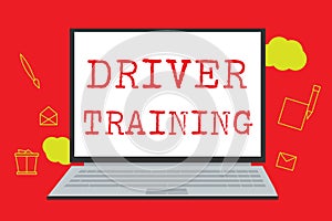 Text sign showing Driver Training. Conceptual photo prepares a new driver to obtain a driver's license