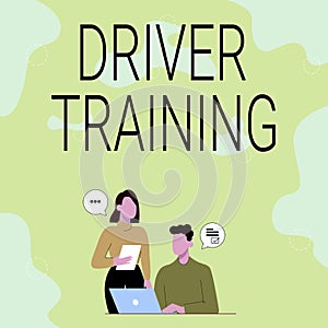 Text sign showing Driver Training. Word Written on prepares a new driver to obtain a driver s is license Partners
