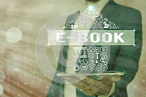 Text sign showing E Book. Conceptual photo electronic version of printed book which can read computer or tablet