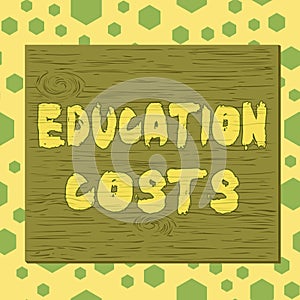 Text sign showing Education Costs. Conceptual photo amounts paid for tuition fees and other related expenses Square rectangle