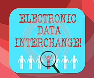 Text sign showing Electronic Data Interchange. Conceptual photo Transfer of data from one computer into another