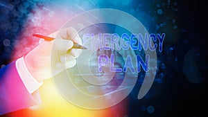Text sign showing Emergency Plan. Conceptual photo Procedures for response to major emergencies Be prepared