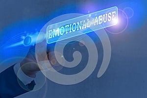 Text sign showing Emotional Abuse. Conceptual photo demonstrating subjecting or exposing another demonstrate behavior