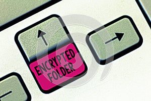 Text sign showing Encrypted Folder. Conceptual photo protect confidential data from attackers with access
