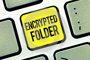 Text sign showing Encrypted Folder. Conceptual photo protect confidential data from attackers with access