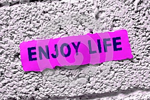 Text sign showing Enjoy Life. Word Written on Any thing, place,food or person, that makes you relax and happy