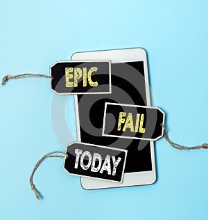 Text sign showing Epic Fail. Business showcase a spectacularly embarrassing mistake Humiliating situation Collection of