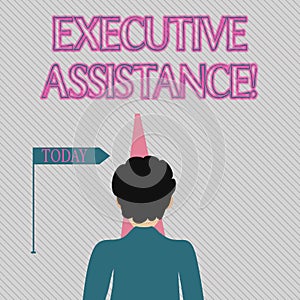 Text sign showing Executive Assistance. Conceptual photo focus on providing highlevel administrative support Man Facing