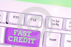 Text sign showing Fast Credit. Conceptual photo Apply for a fast demonstratingal loan that lets you skip the hassles photo