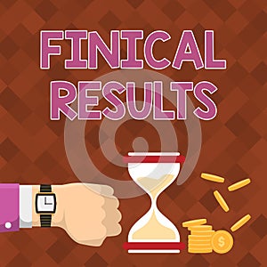 Text sign showing Finical Results. Business idea written records that convey the business activities Businessman Using