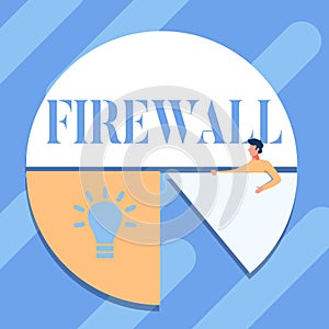Text sign showing Firewall. Conceptual photo protect network or system from unauthorized access with firewall Man