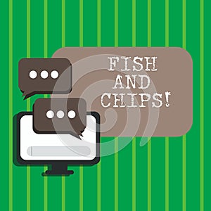 Text sign showing Fish And Chips. Conceptual photo Seafood with fries typical food form United Kingdom.