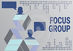 Text sign showing Focus Group. Word Written on showing assembled to participate in discussion about something Successful