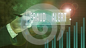 Text sign showing Fraud Alert. Conceptual photo security alert placed on credit card account for stolen identity