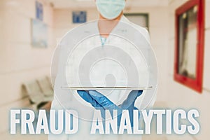 Text sign showing Fraud Analytics. Concept meaning identification of actual or expected fraud to take place Man In
