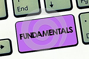 Text sign showing Fundamentals. Conceptual photo Central primary rules principles on which something is based