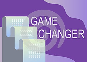 Text sign showing Game Changer. Business overview Sports Data Scorekeeper Gamestreams Live Scores Team Admins File paper