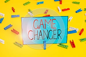 Text sign showing Game Changer. Conceptual photo way that effects a major shift in the current analysisner of doing