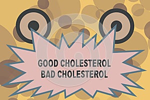 Text sign showing Good Cholesterol Bad Cholesterol. Conceptual photo Fats in the blood come from the food we eat