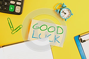 Text sign showing Good Luck. Conceptual photo A positive fortune or a happy outcome that a demonstrating can have Empty