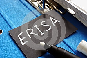 Text sign showing hand written words ERISA