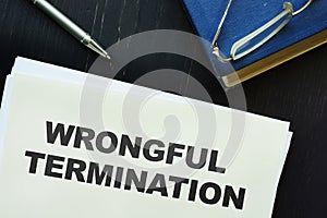 Text sign showing hand written words wrongful termination