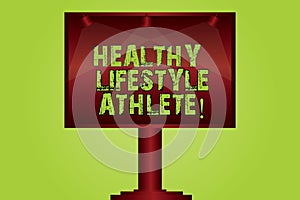 Text sign showing Healthy Lifestyle Athlete. Conceptual photo Good nutrition and a healthy food consumption Blank Lamp Lighted