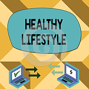 Text sign showing Healthy Lifestyle. Conceptual photo Live Healthy Engage in physical activity and exercise Exchange