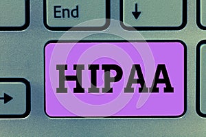 Text sign showing Hipaa. Conceptual photo Acronym stands for Health Insurance Portability Accountability