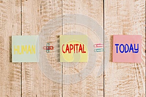 Text sign showing Huanalysis Capital. Conceptual photo quantification of the economic value of a worker skill set Pastel colour