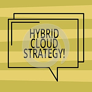 Text sign showing Hybrid Cloud Strategy. Conceptual photo Cloud computing setting that uses a mix of onpremises