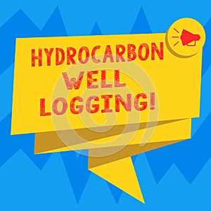 Text sign showing Hydrocarbon Well Logging. Conceptual photo record of the geologic formations of a borehole Folded 3D Ribbon Sash