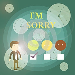 Text sign showing I M Sorry. Conceptual photo Toask for forgiveness to someone you unintensionaly hurt White Male photo