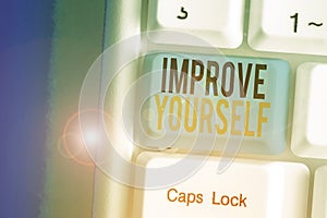 Text sign showing Improve Yourself. Conceptual photo making yourself a better or more knowledgable demonstrating. photo