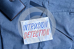 Text sign showing Intrusion Detection. Conceptual photo monitors a network or systems for malicious activity Smartphone