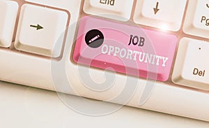 Text sign showing Job Opportunity. Conceptual photo an opportunity of employment or the chance to get a job