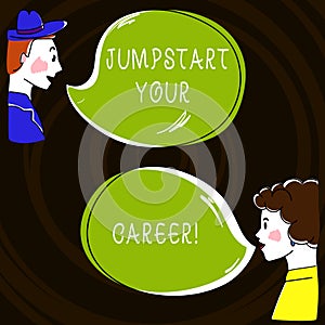 Text sign showing Jumpstart Your Career. Conceptual photo Make it work successfully after a period of failure Hand Drawn