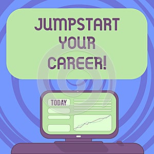 Text sign showing Jumpstart Your Career. Conceptual photo Make it work successfully after a period of failure Mounted