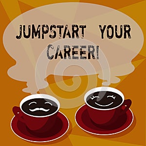 Text sign showing Jumpstart Your Career. Conceptual photo Make it work successfully after a period of failure Sets of