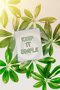 Text sign showing Keep It Simple. Business approach ask something easy understand not go into too much detail Saving