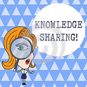 Text sign showing Knowledge Sharing. Conceptual photo deliberate exchange of information that helps with agility Woman