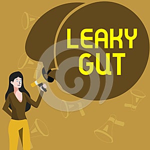 Text sign showing Leaky Gut. Business showcase A condition in which the lining of small intestine is damaged
