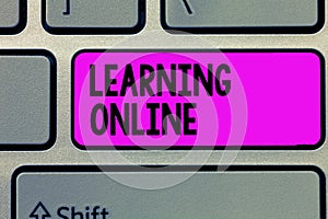 Text sign showing Learning Online. Conceptual photo Learn something new with the help of internet and technology