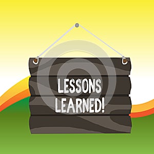 Text sign showing Lessons Learned. Conceptual photo experiences distilled project that should actively taken Hook Up