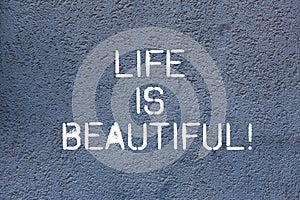 Text sign showing Life Is Beautiful. Conceptual photo enjoy every moment includes nature family or friends Brick Wall